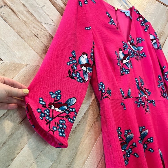 Draper James Magnolia Mockingbird Bell Sleeve A-Line Dress Size 10 Tulip Hem - Picture 3 of 6